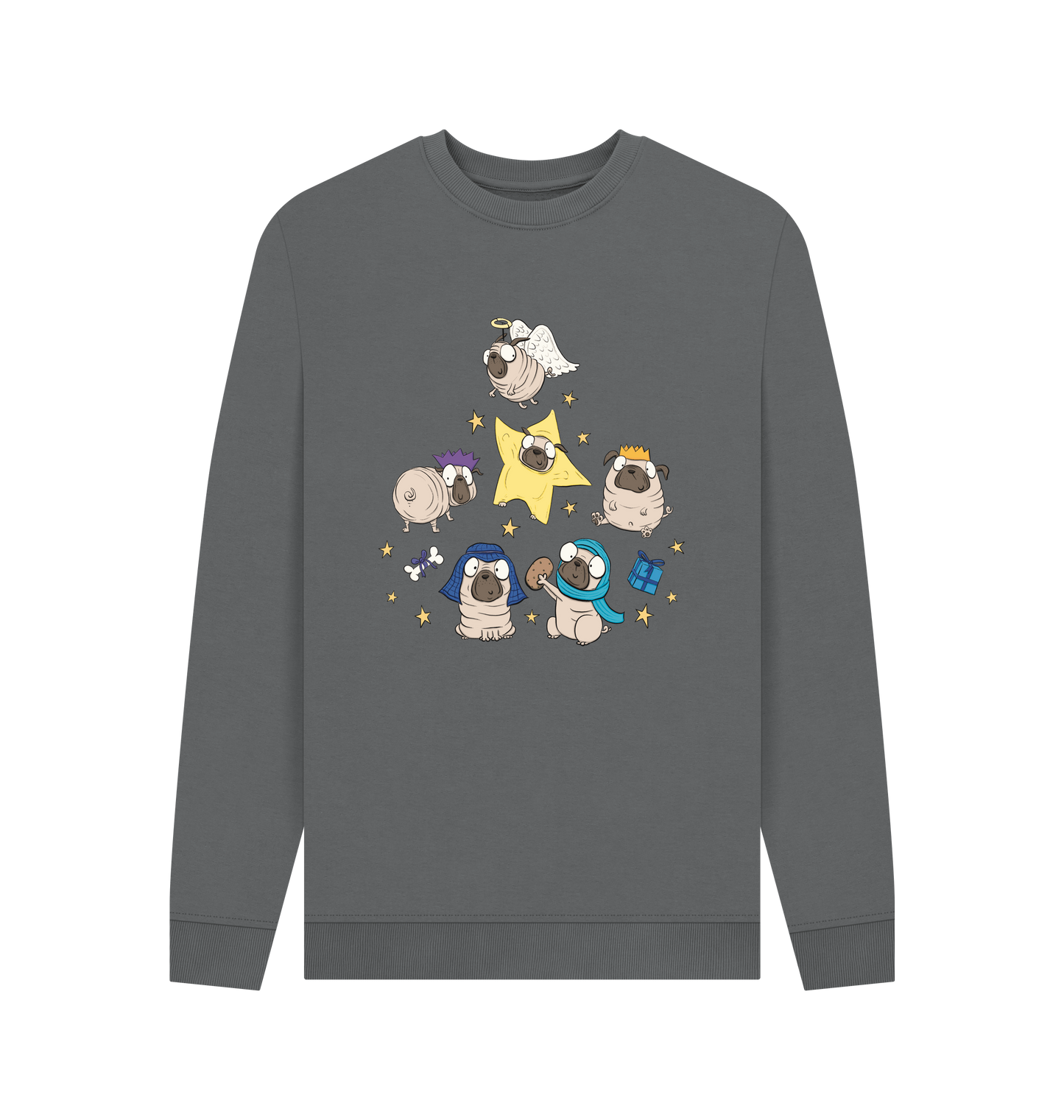 Slate Grey Printed Sweater Front