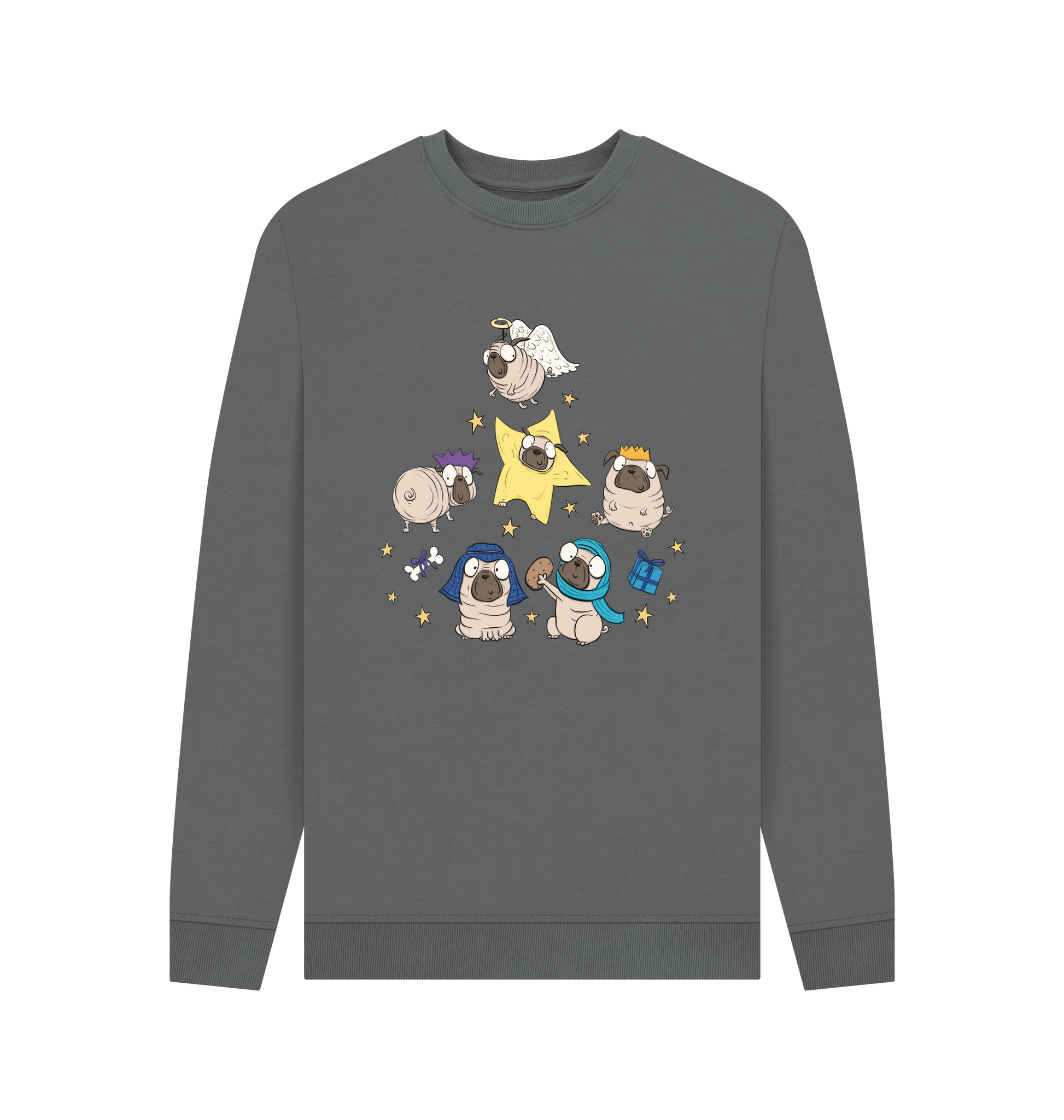 Slate Grey Printed Sweater Front