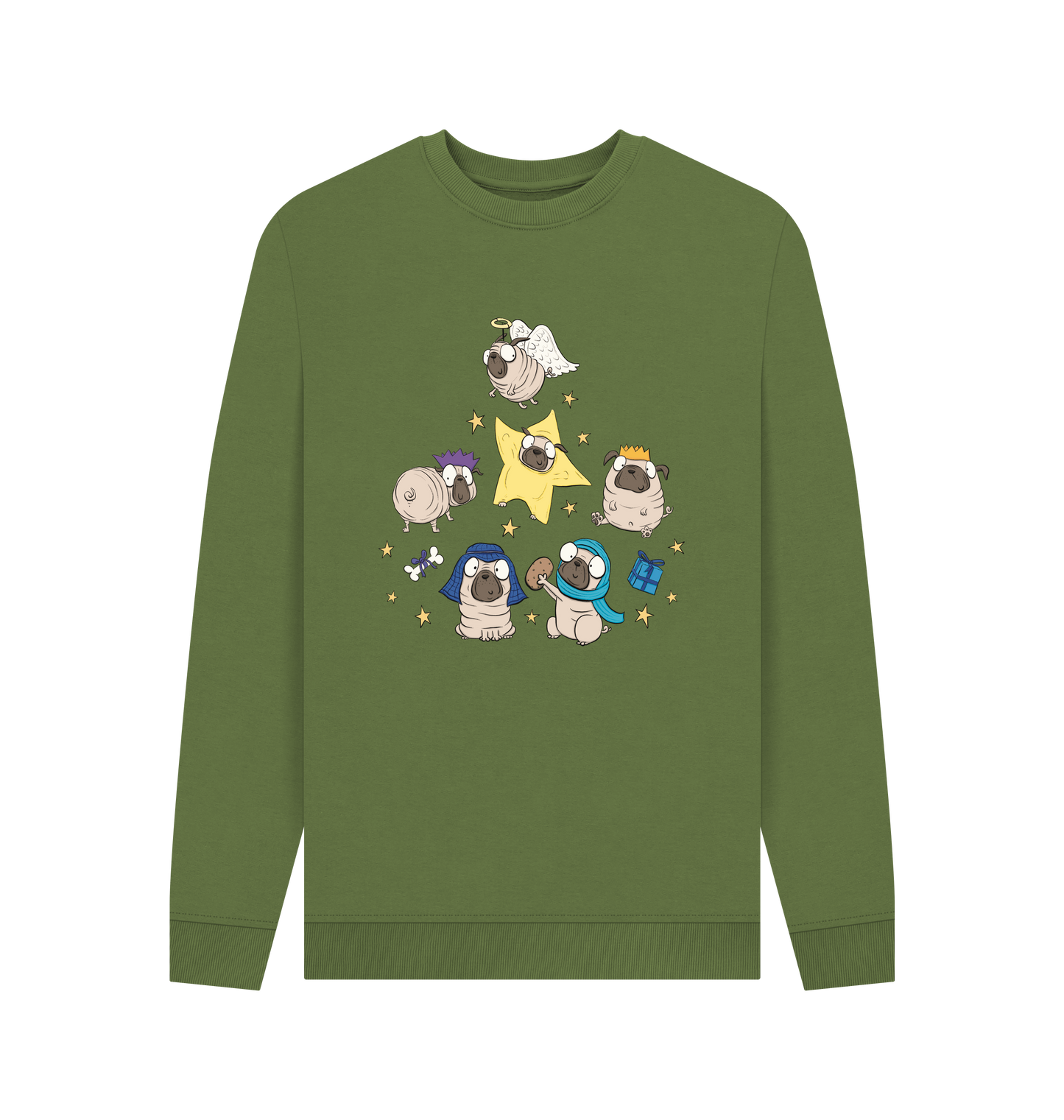 Khaki Printed Sweater Front