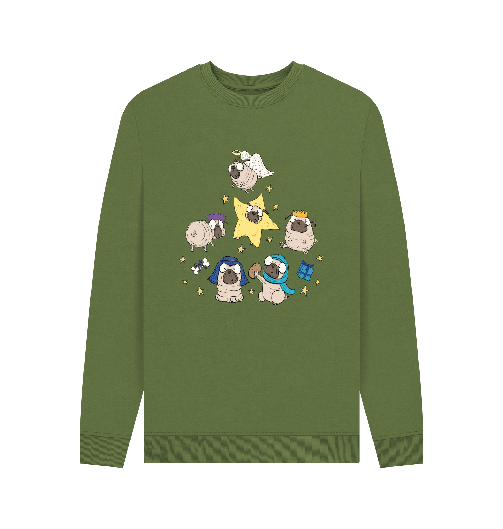 Khaki Printed Sweater Front