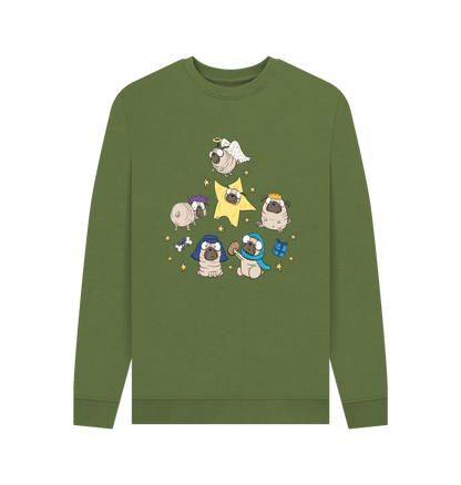 Khaki Printed Sweater Front