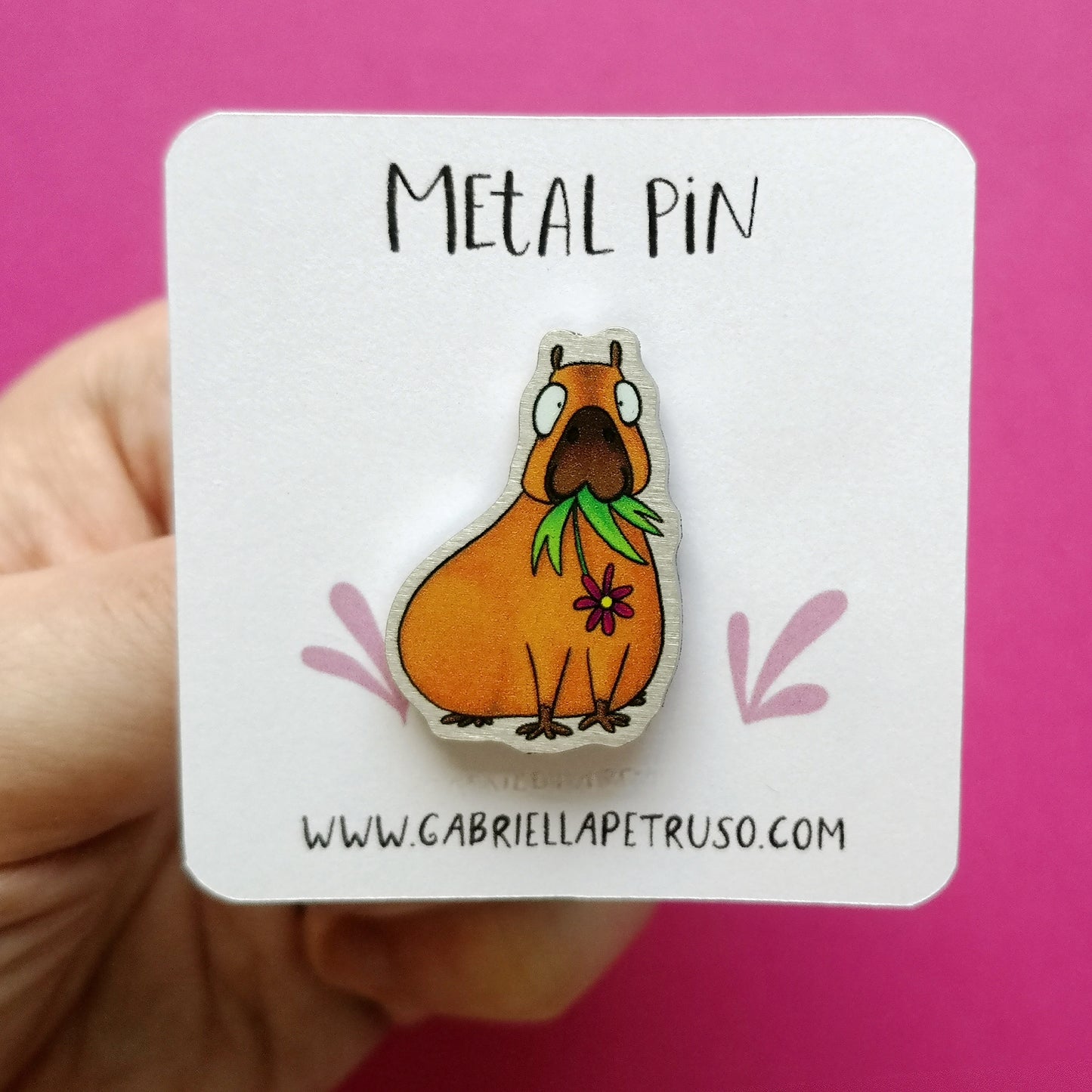 Capybara metal pin badge.