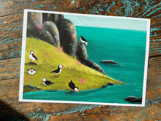 Puffins art print