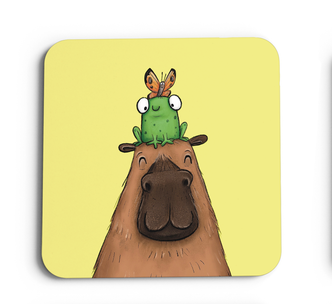 Capybara, frog and butterfly coaster