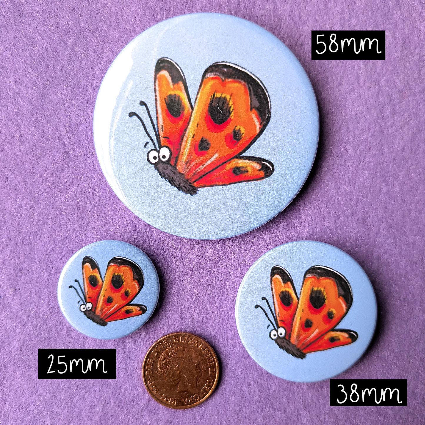 Bat design badge, magnet, mirror or keyring