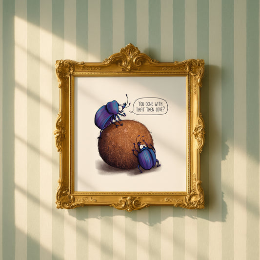 Dung Beetles comic - illustrated art print
