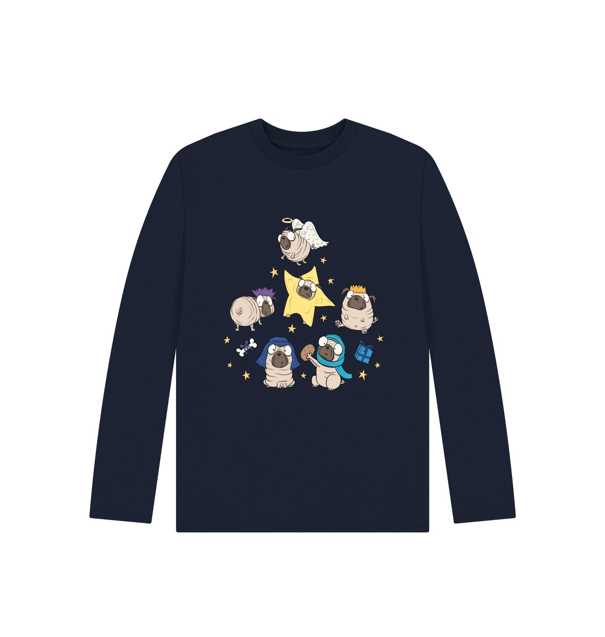 Navy Blue Printed Kids T-Shirt Front