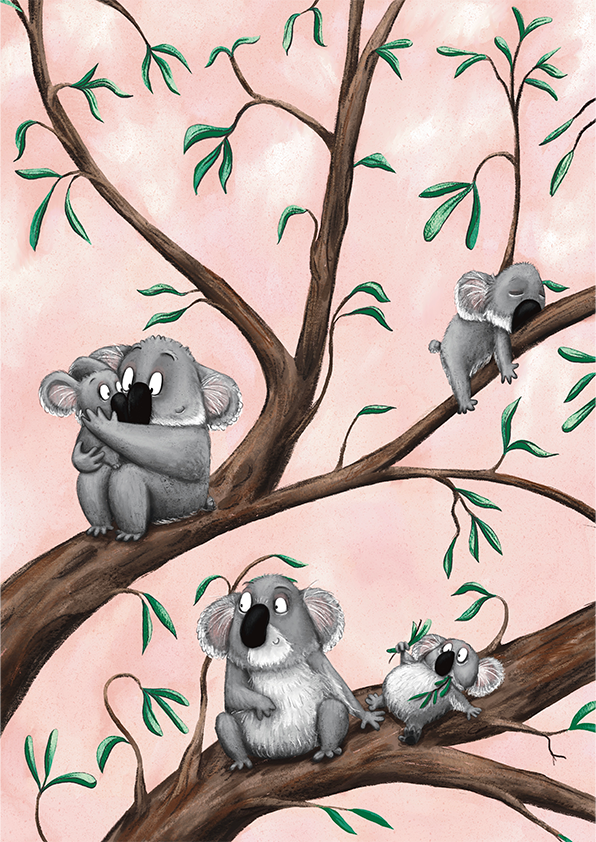 Koala family art print