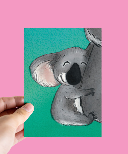 Koala hug postcard