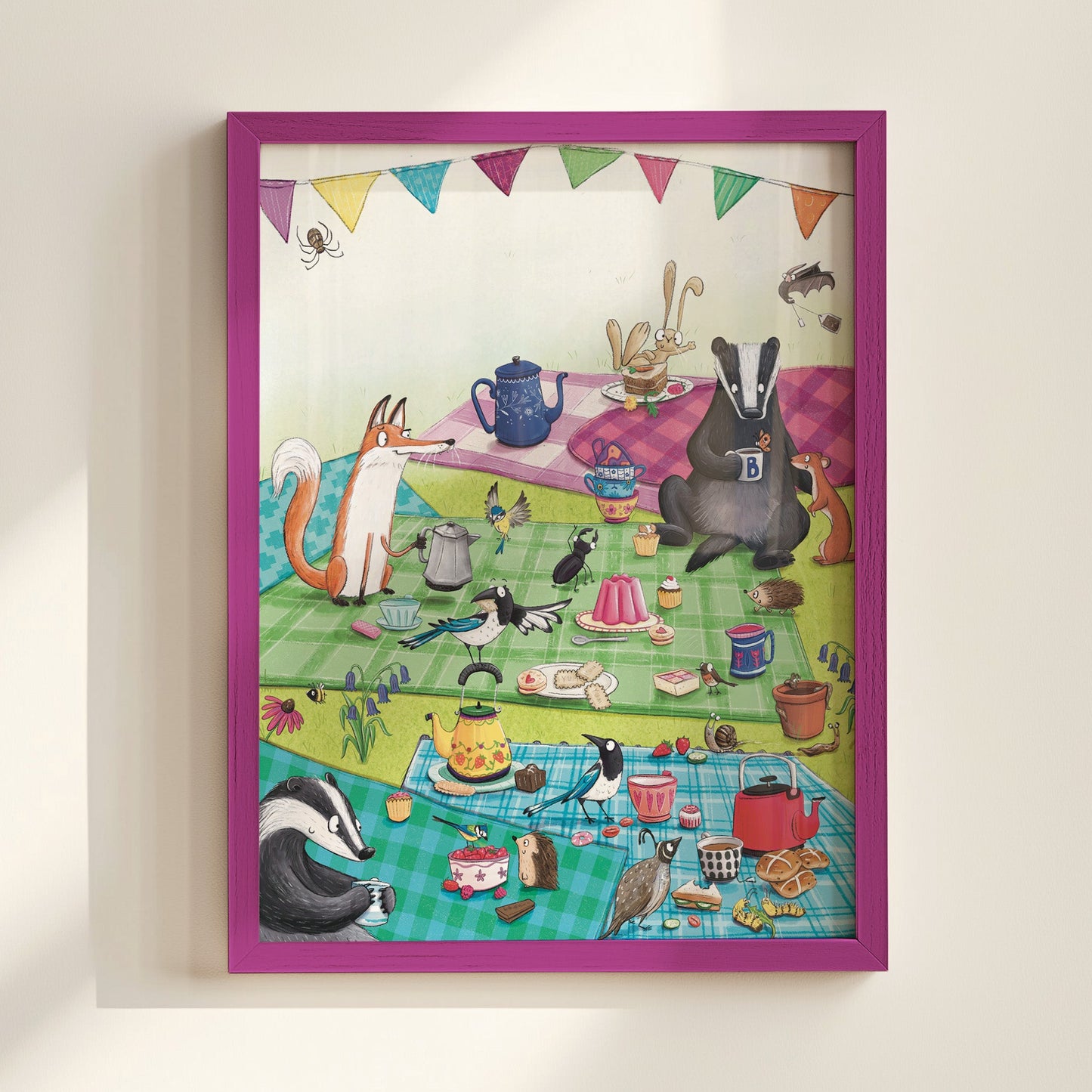 Woodland Picnic Art Print.